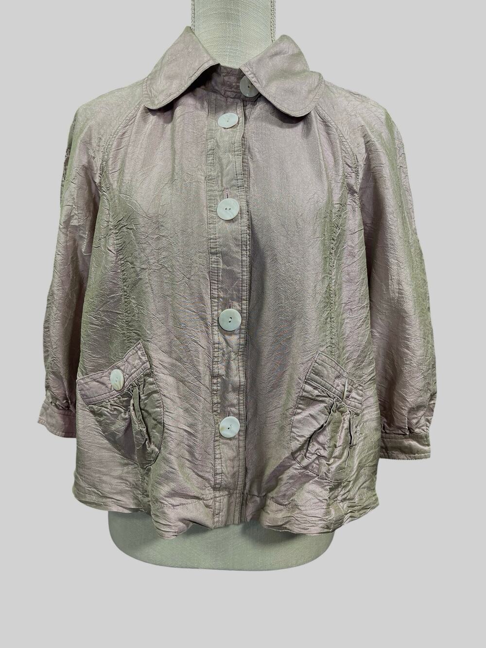 Holly in Hanoi 100% Silk Lavender Blouse 3/4 Sleeve Women's Size Medium EUC